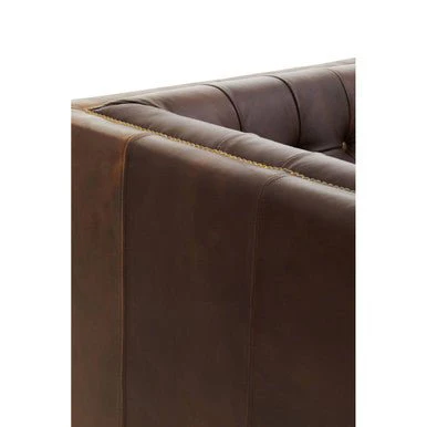 King Three Seater Tufted Back Leather Sofa - Image 12