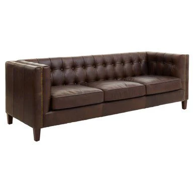 King Three Seater Tufted Back Leather Sofa - Image 5
