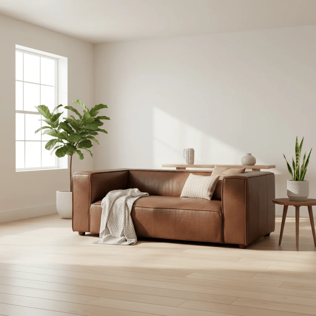 King Two Seater Mexico Brown Leather Sofa - Image 3