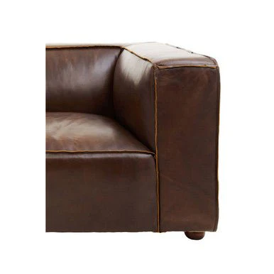 King Two Seater Mexico Brown Leather Sofa - Image 8