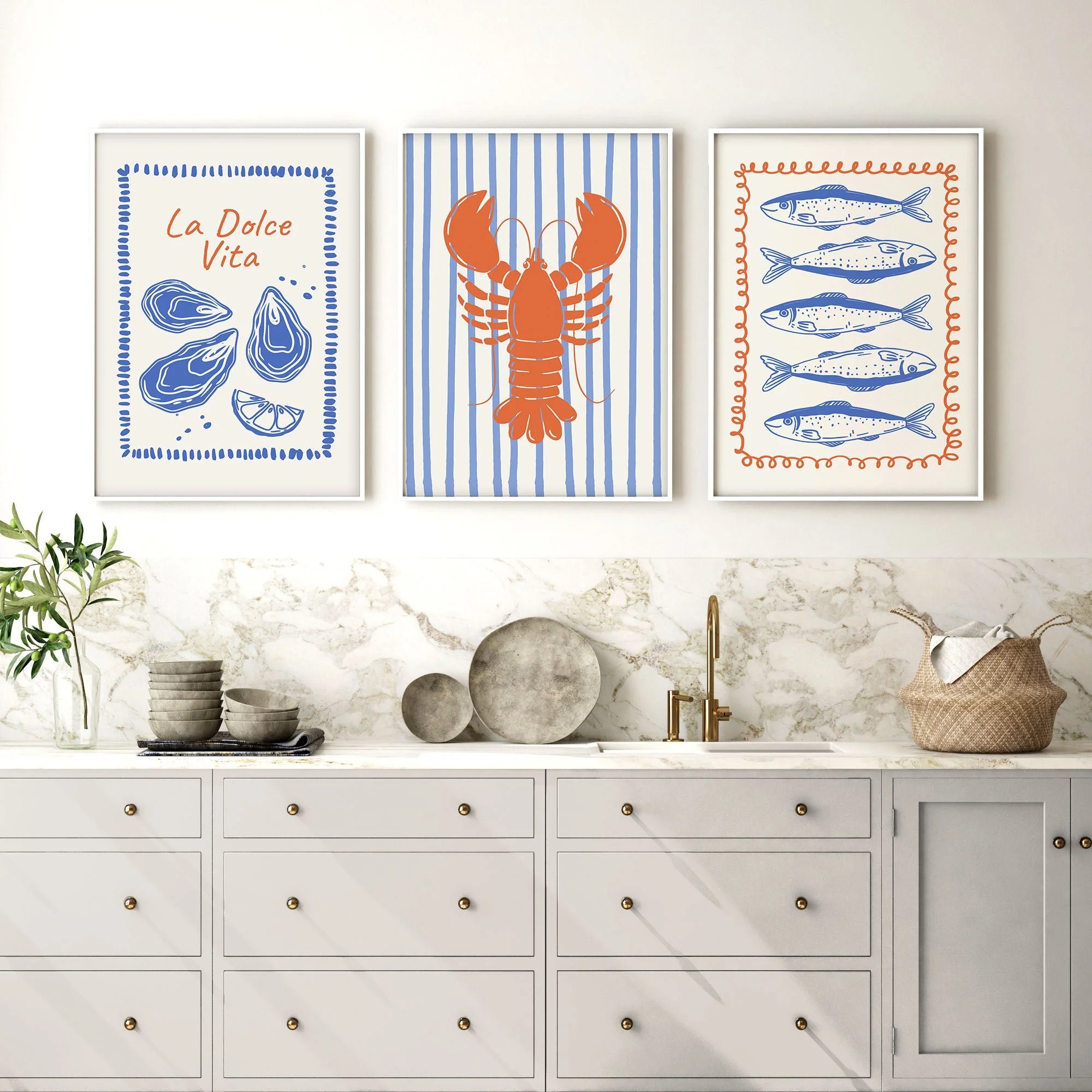 Kitchen Gallery Walls | Set of 3 Italian Lifestyle Wall art Prints - Image 5