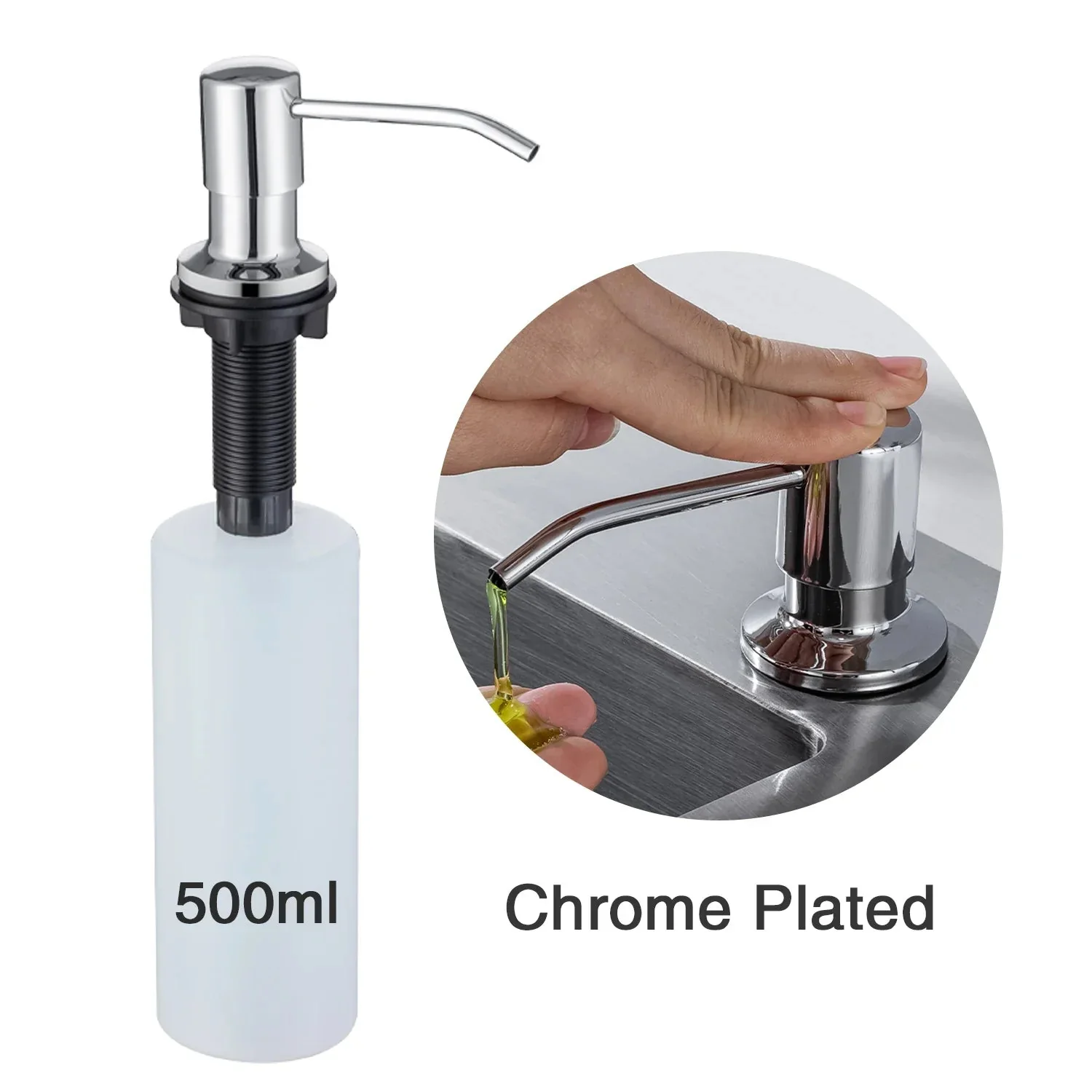 Kitchen Soap Dispensers 500ml Build in Dispenser Soap For Kitchen Bathroom Accessories Stainless Steel Pump Liquid PE Bottle - Image 21
