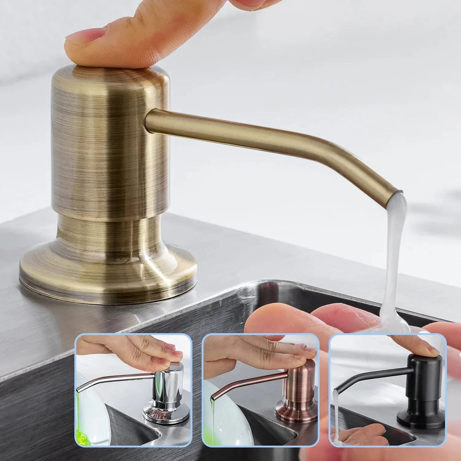 Kitchen Soap Dispensers 500ml Build in Dispenser Soap For Kitchen Bathroom Accessories Stainless Steel Pump Liquid PE Bottle - Image 5
