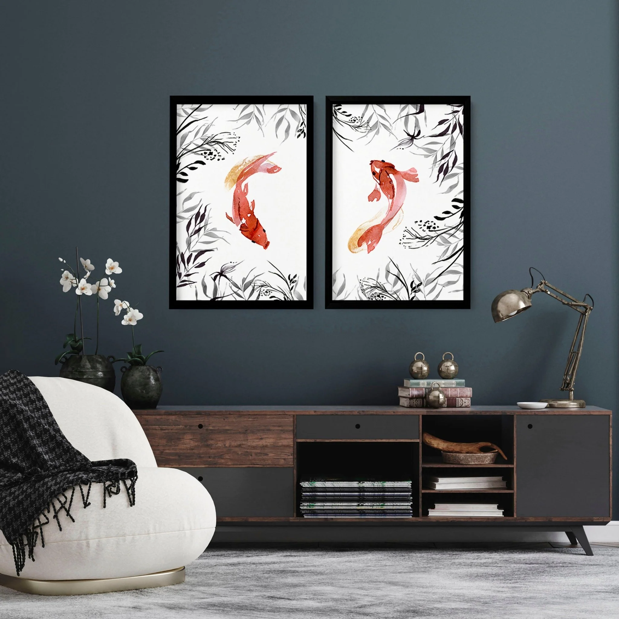 Koi wall art | set of 2 framed wall art - Image 5