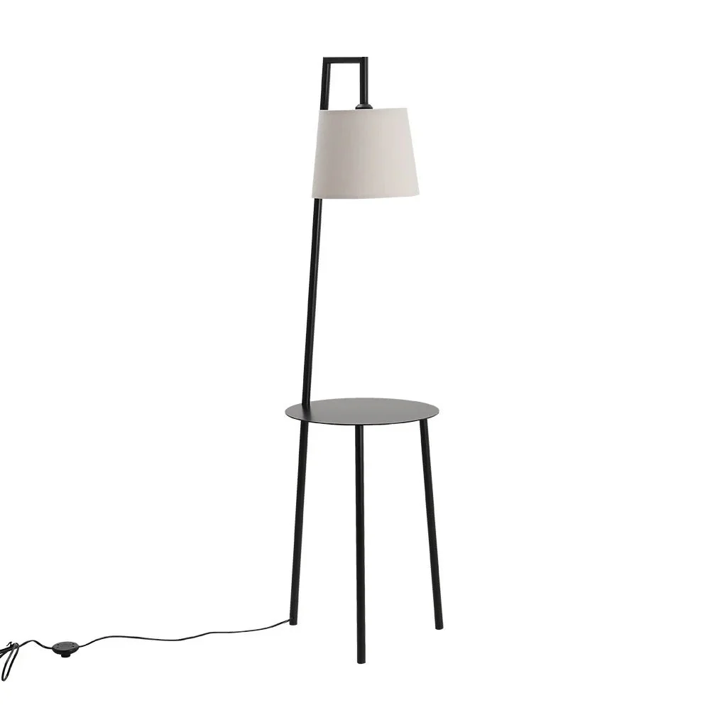 KOMORE 60 W Metal Tray Table Floor Lamp with Linen Lampshade for Living Room Office, Bedroom, Hallway, Porch - Image 6