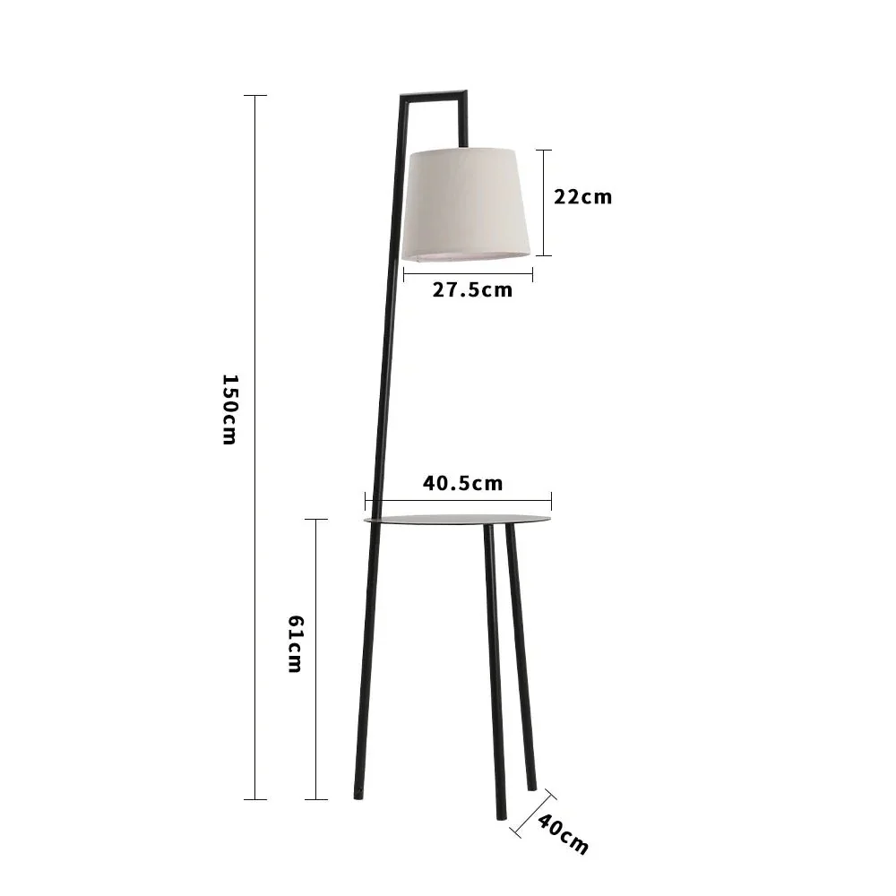 KOMORE 60 W Metal Tray Table Floor Lamp with Linen Lampshade for Living Room Office, Bedroom, Hallway, Porch - Image 7