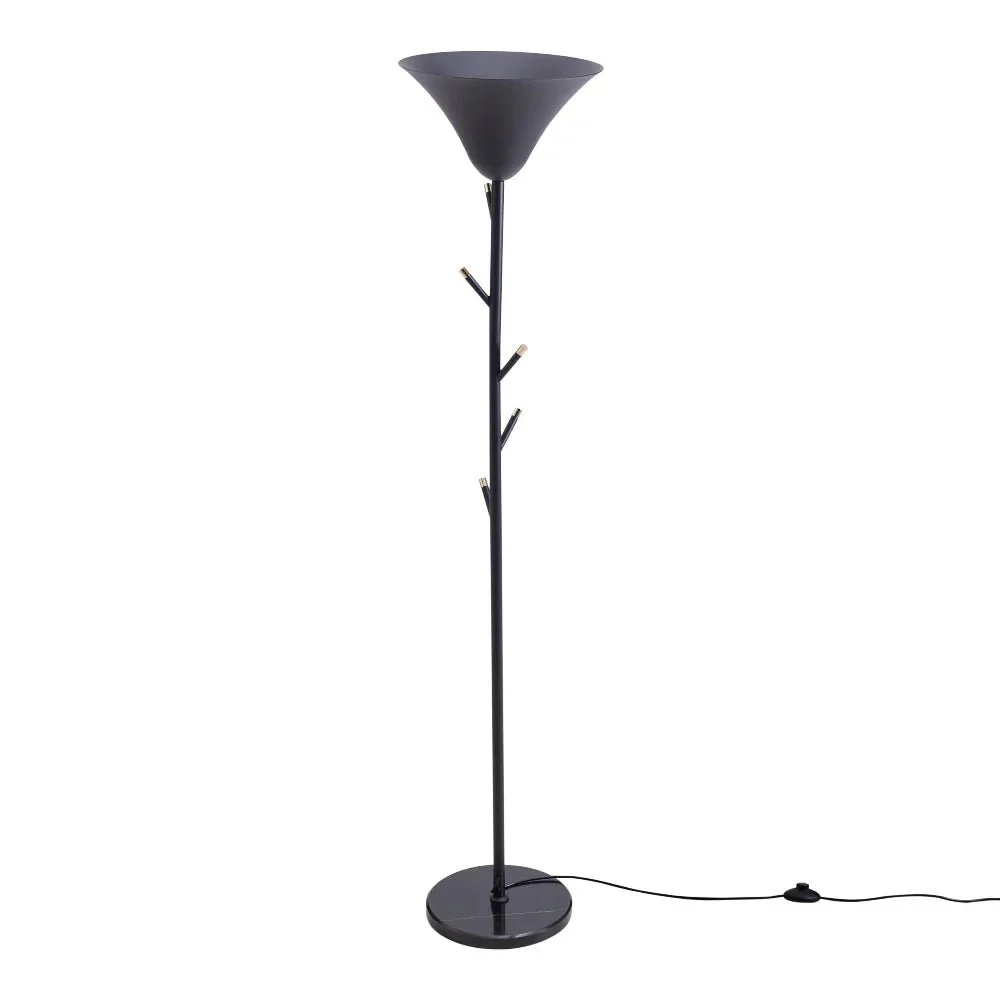 KOMORE Modern Black E14 1-Light Floor Lamp with Coat Rack for Living Room Office, Bedroom, Hallway, Porch - Image 5