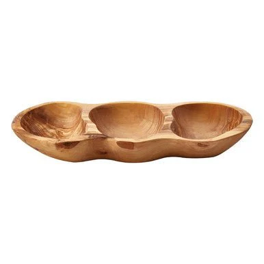 Kora 3 Section Olive Wood Antipasti Dish - Image 5