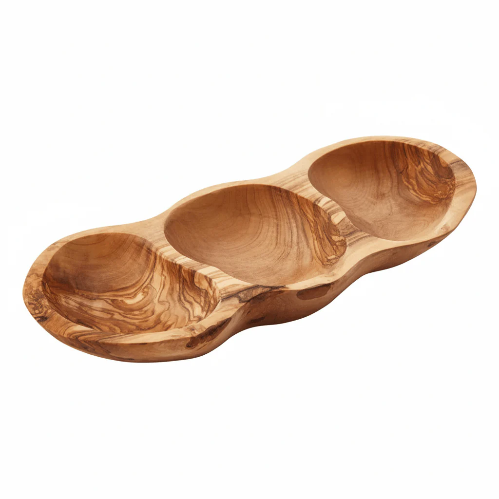Kora 3 Section Olive Wood Antipasti Dish - Image 6