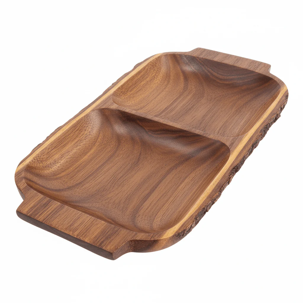 Kora Acacaia Two Section Serving Dish With Handles - Image 7