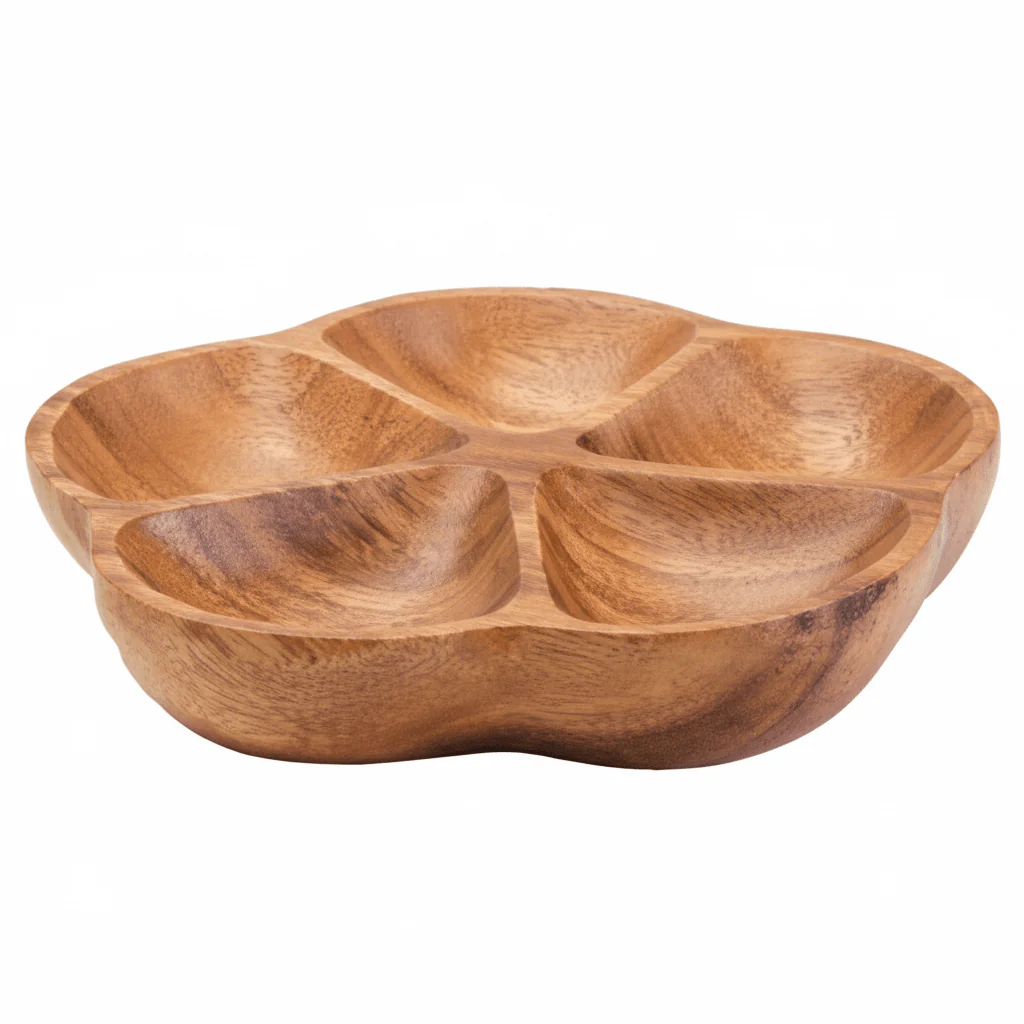 Kora Acacia Five Section Flower Serving Dish - Image 2