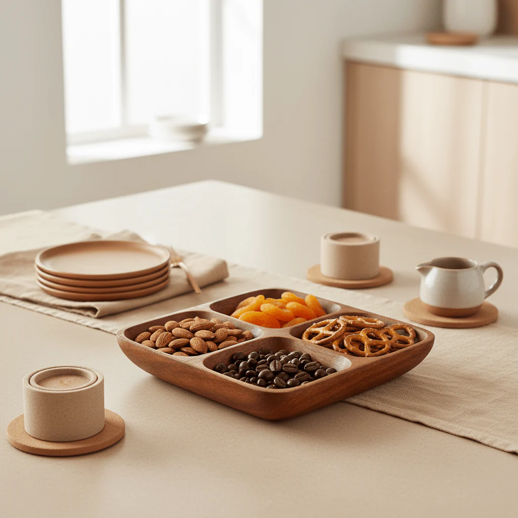 Kora Acacia Four Section Serving Dish - Image 4
