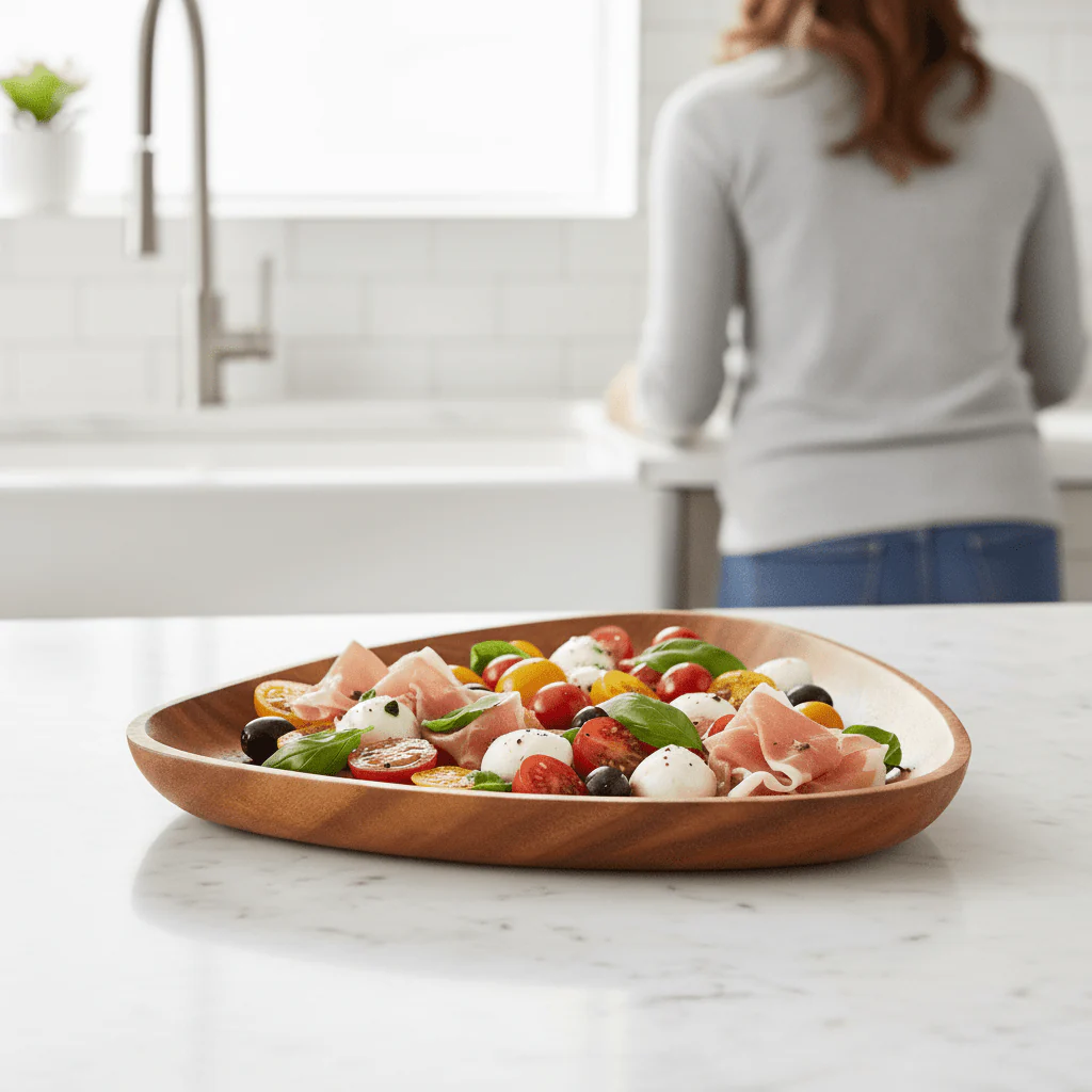 Kora Acacia Large Curved Triangular Serving Dish - Image 2
