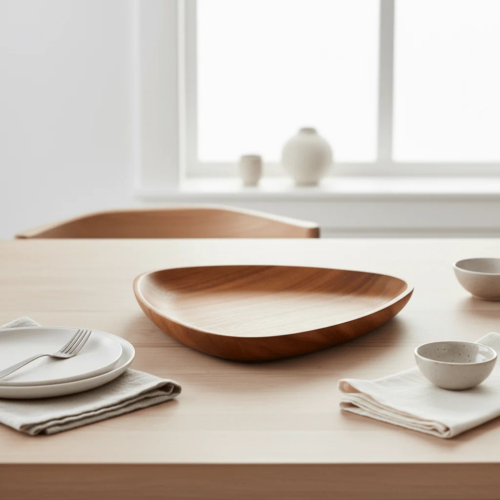 Kora Acacia Large Curved Triangular Serving Dish - Image 3