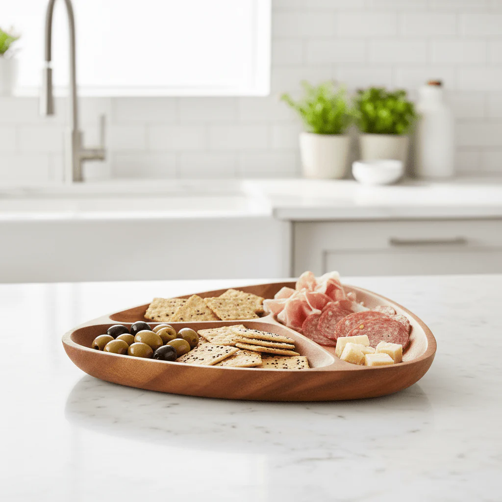 Kora Acacia Large Curved Triangular Serving Dish - Image 4