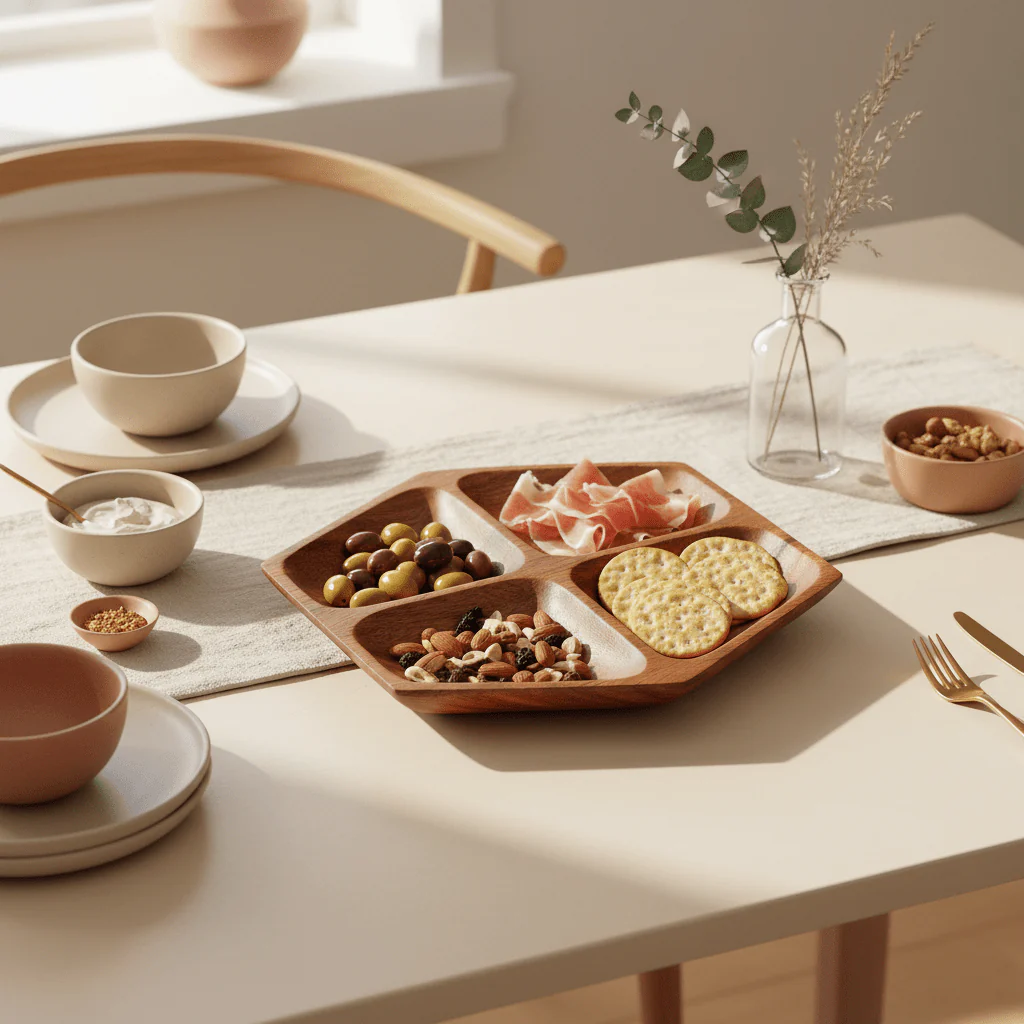 Kora Acacia Large Four Section Serving Dish - Image 3