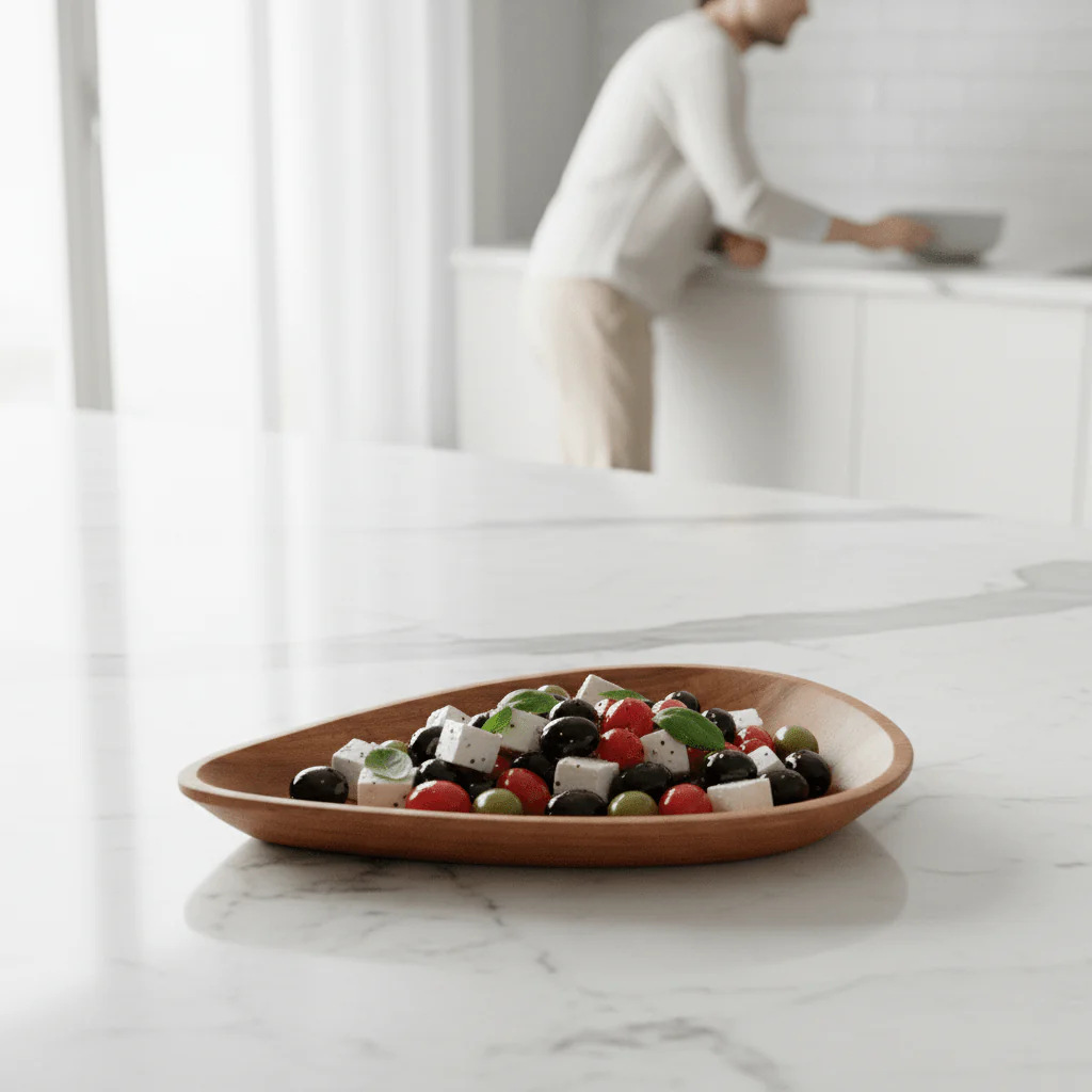 Kora Acacia Medium Curved Triangular Serving Dish - Image 2