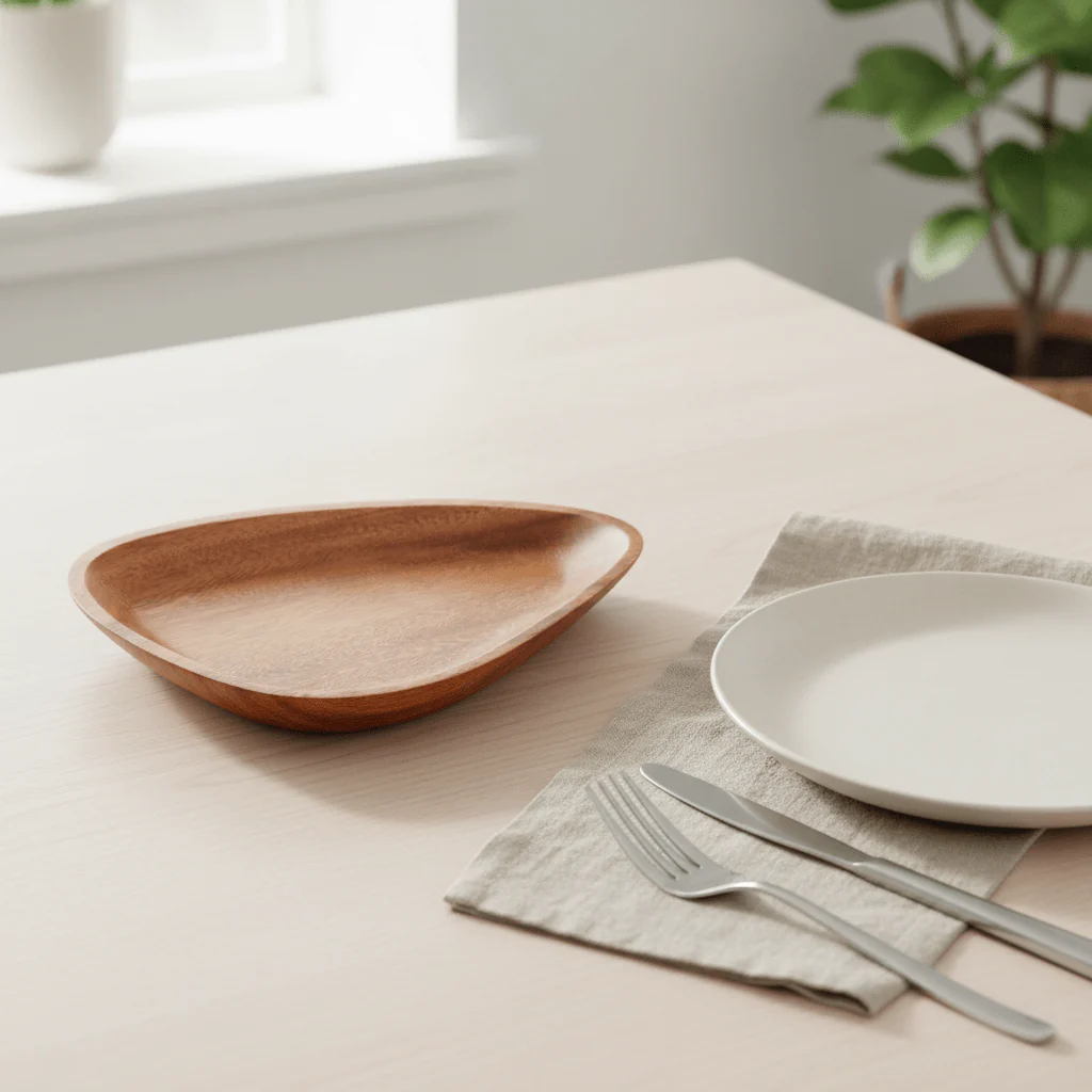 Kora Acacia Small Curved Triangular Serving Dish - Image 3