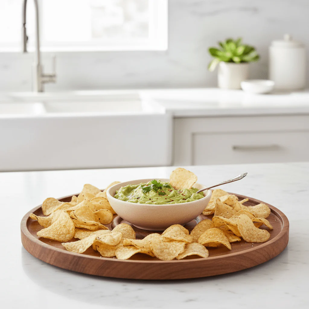 Kora Acacia Wood And Cream Marble Chip And Dip Platter