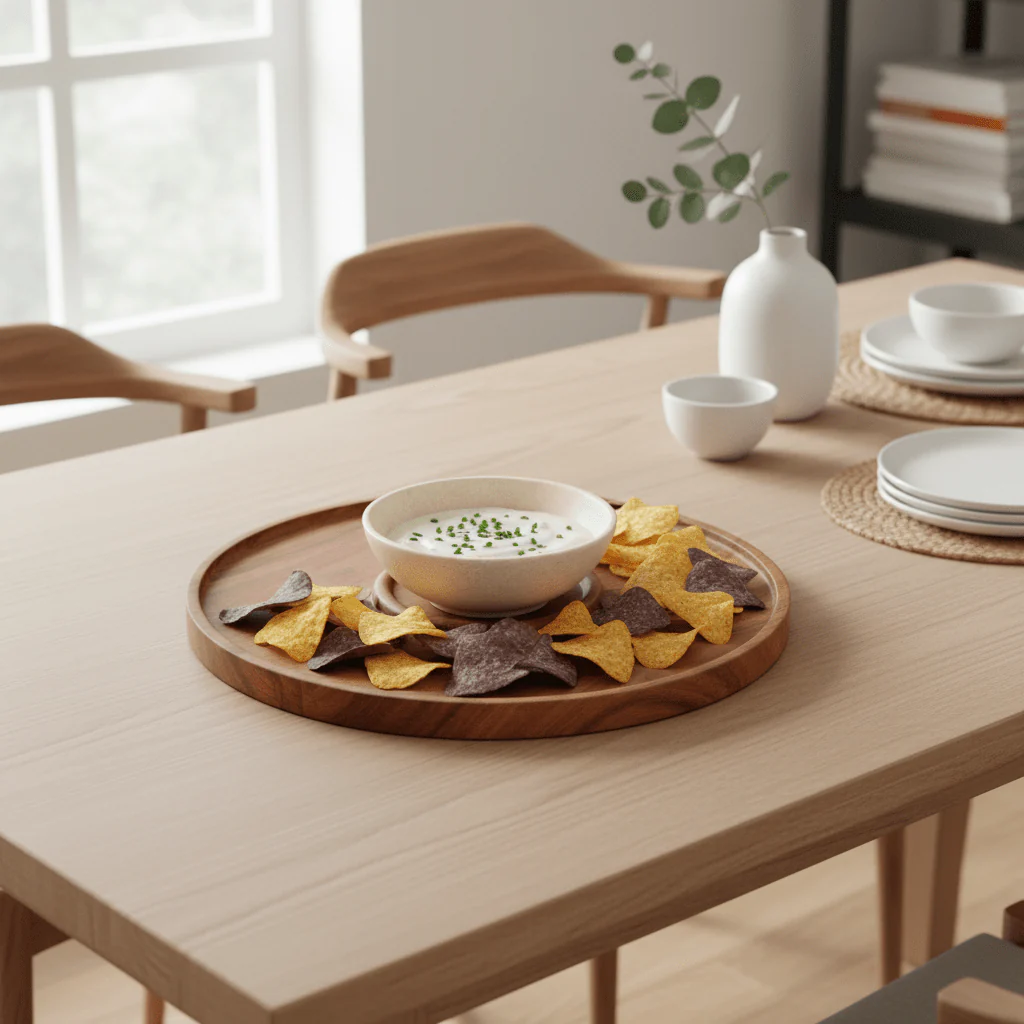 Kora Acacia Wood And Cream Marble Chip And Dip Platter - Image 2
