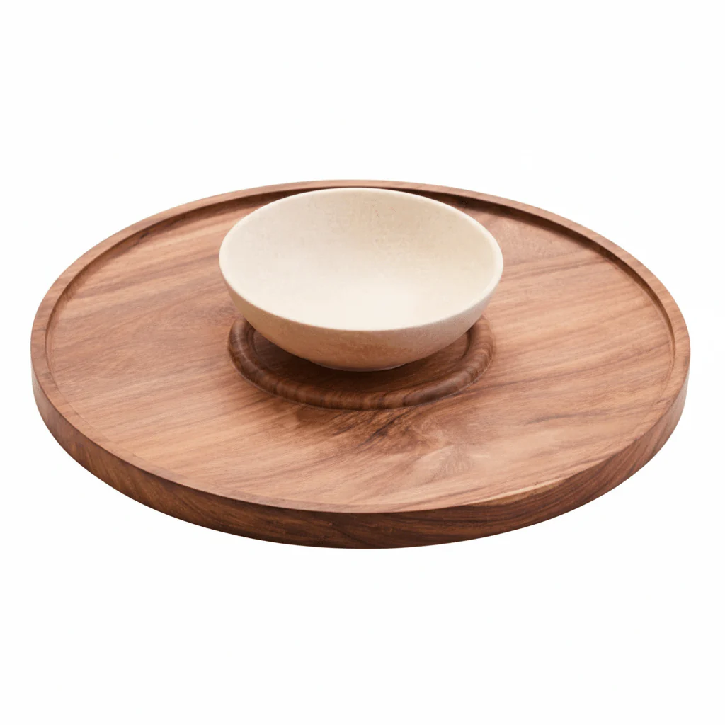 Kora Acacia Wood And Cream Marble Chip And Dip Platter - Image 3