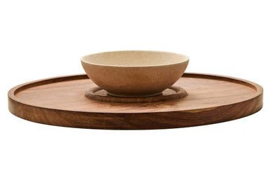 Kora Acacia Wood And Cream Marble Chip And Dip Platter - Image 6