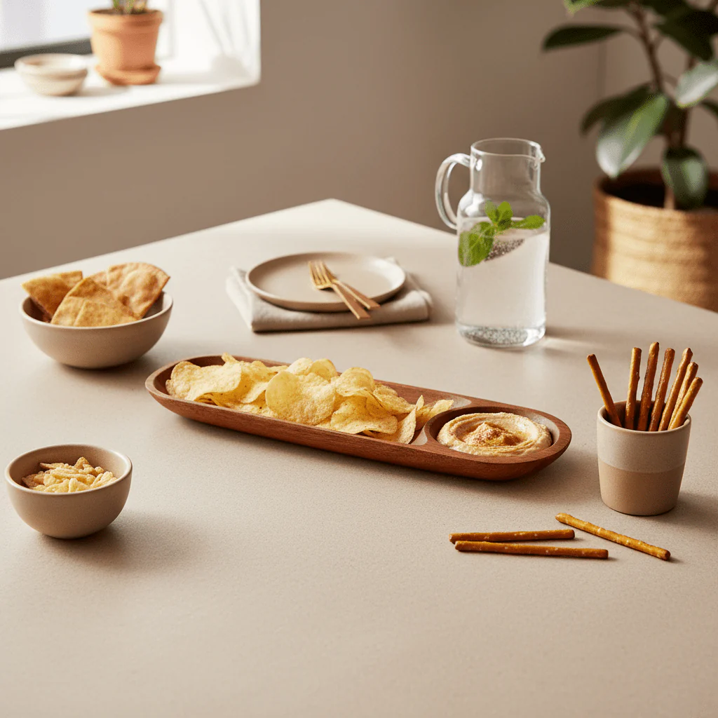 Kora Acacia Wood Oval Chip And Dip Tray - Image 4