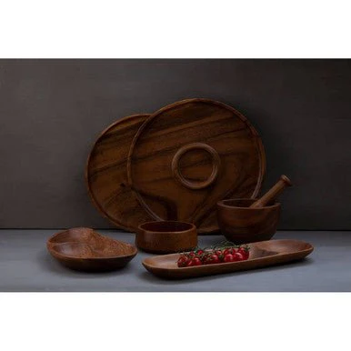 Kora Acacia Wood Oval Chip And Dip Tray - Image 6