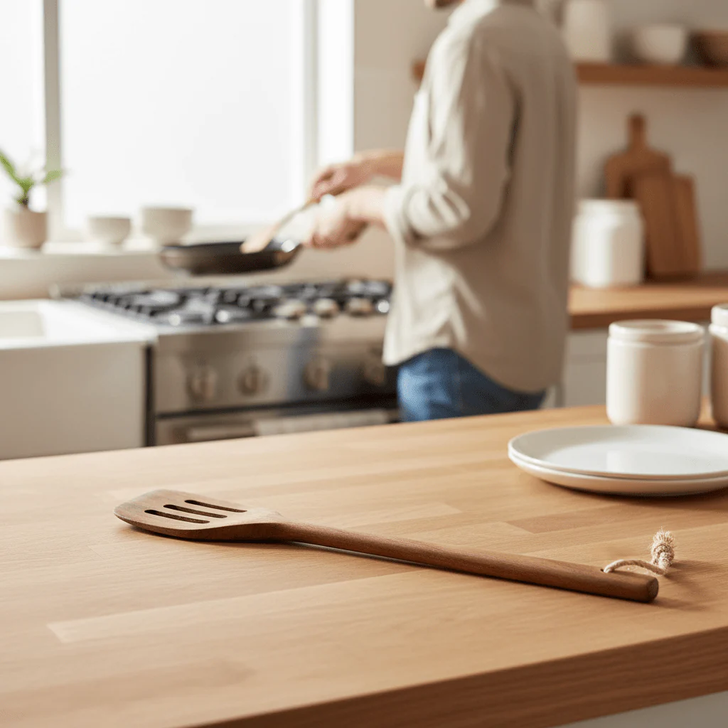 Kora Acacia Wood Slotted Spatula - Image 2