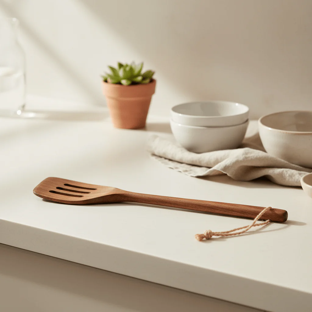 Kora Acacia Wood Slotted Spatula - Image 3