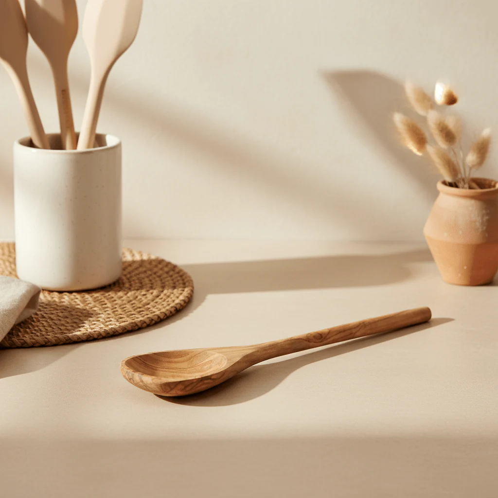 Kora Olive Wood Corner Spoon - Image 4