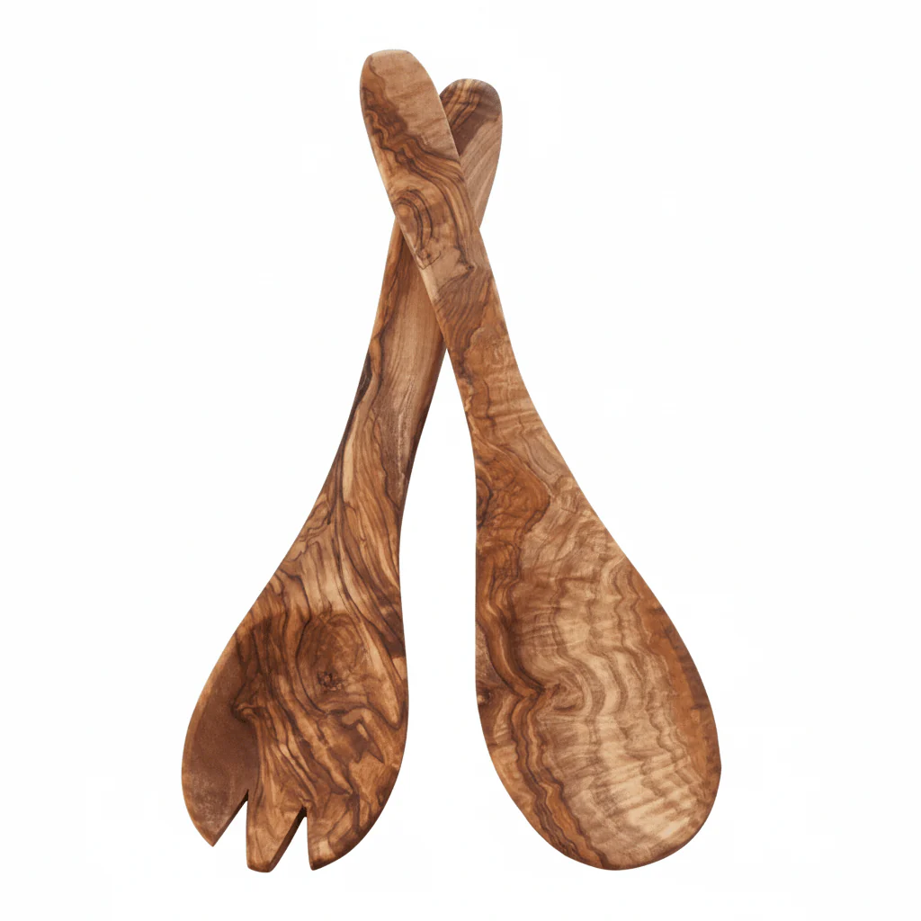 Kora Olive Wood Flat Salad Servers - Image 7