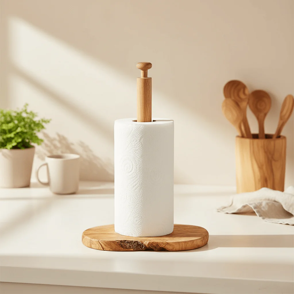 Kora Olive Wood Kitchen Roll Holder - Image 3
