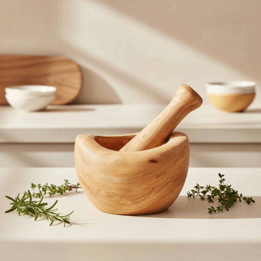 Kora Olive Wood Mortar And Pestle - Image 3