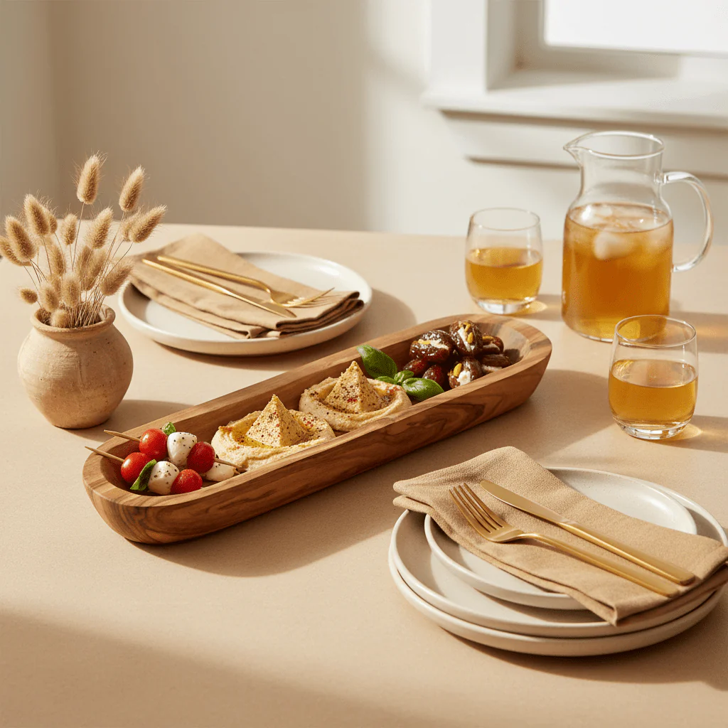 Kora Olive Wood Oval Platter - Image 4