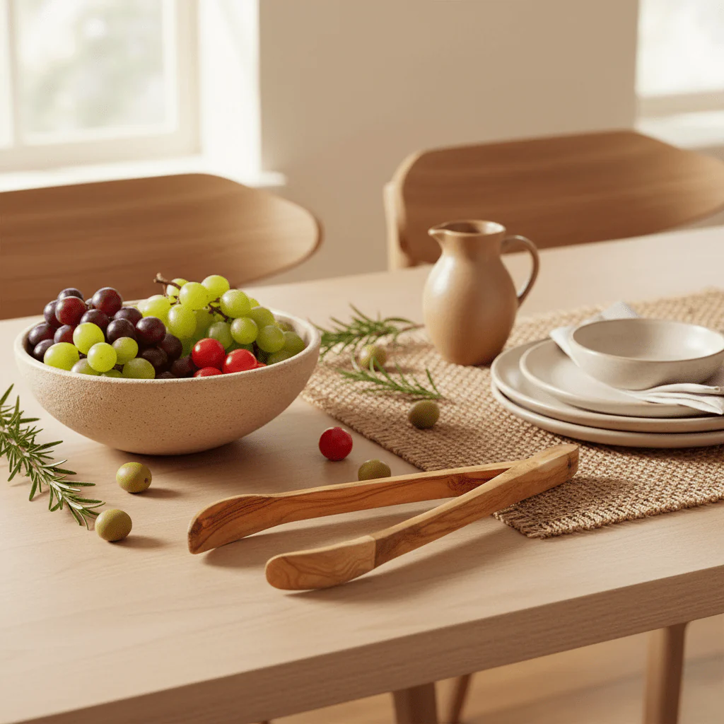 Kora Olive Wood Serving Tongs - Image 7