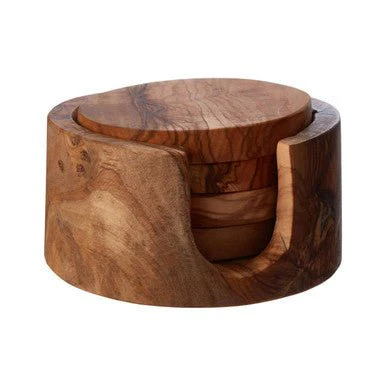 Kora Set Of 4 Olive Wood Round Coasters - Image 10