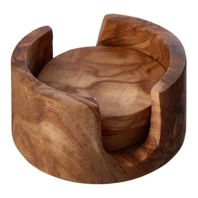 Kora Set Of 4 Olive Wood Round Coasters - Image 9