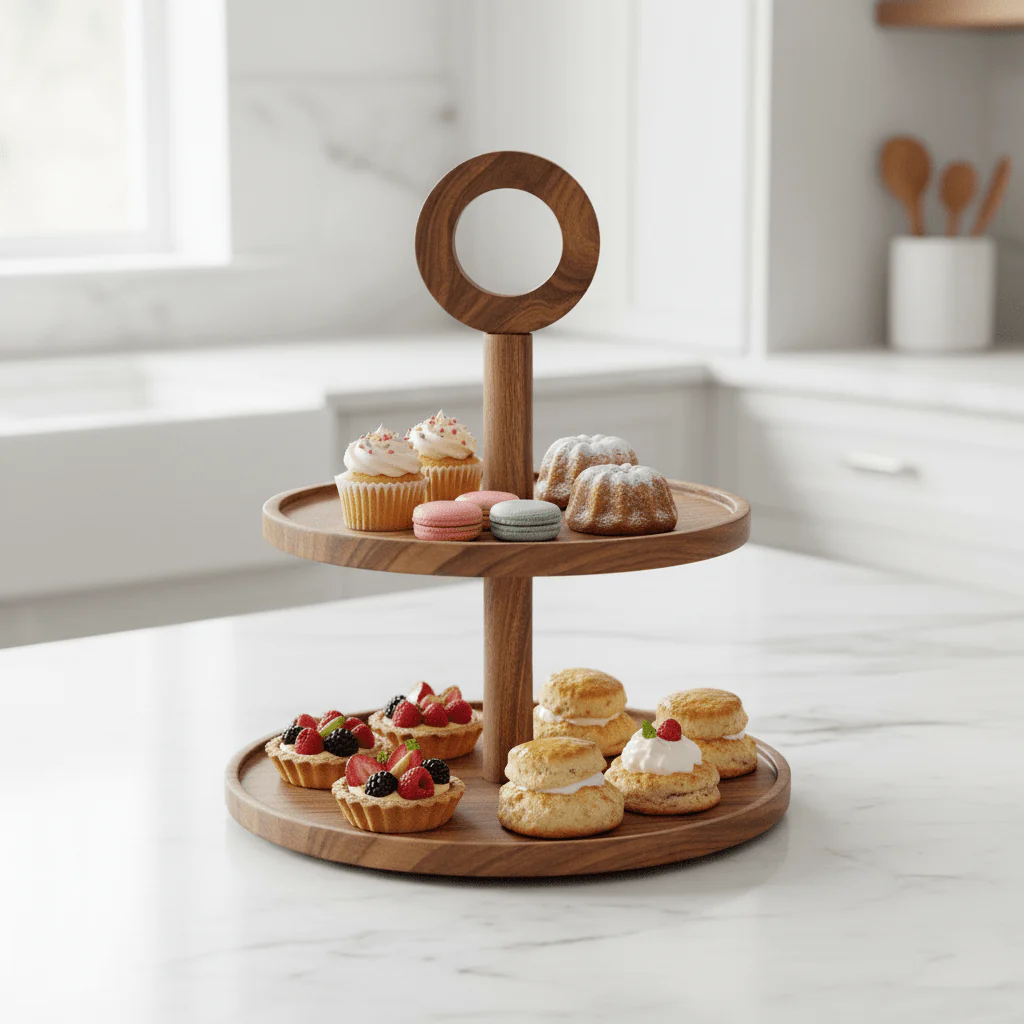 Kora Sheesham Wood Two Tier Cake Stand - Image 3