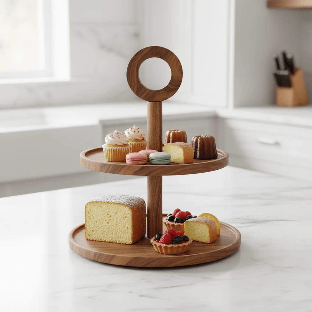 Kora Sheesham Wood Two Tier Cake Stand - Image 4
