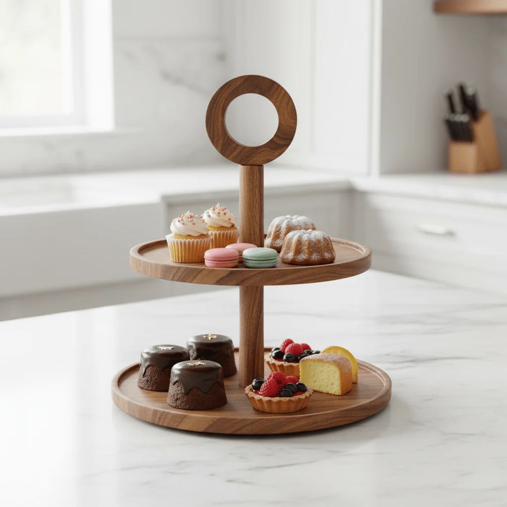 Kora Sheesham Wood Two Tier Cake Stand - Image 5