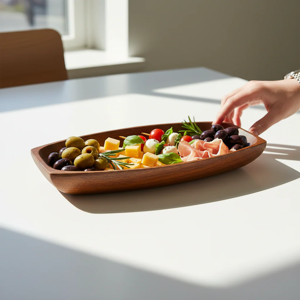 Kora Small Oblong Platter Dish In Acacia Wood - Image 2