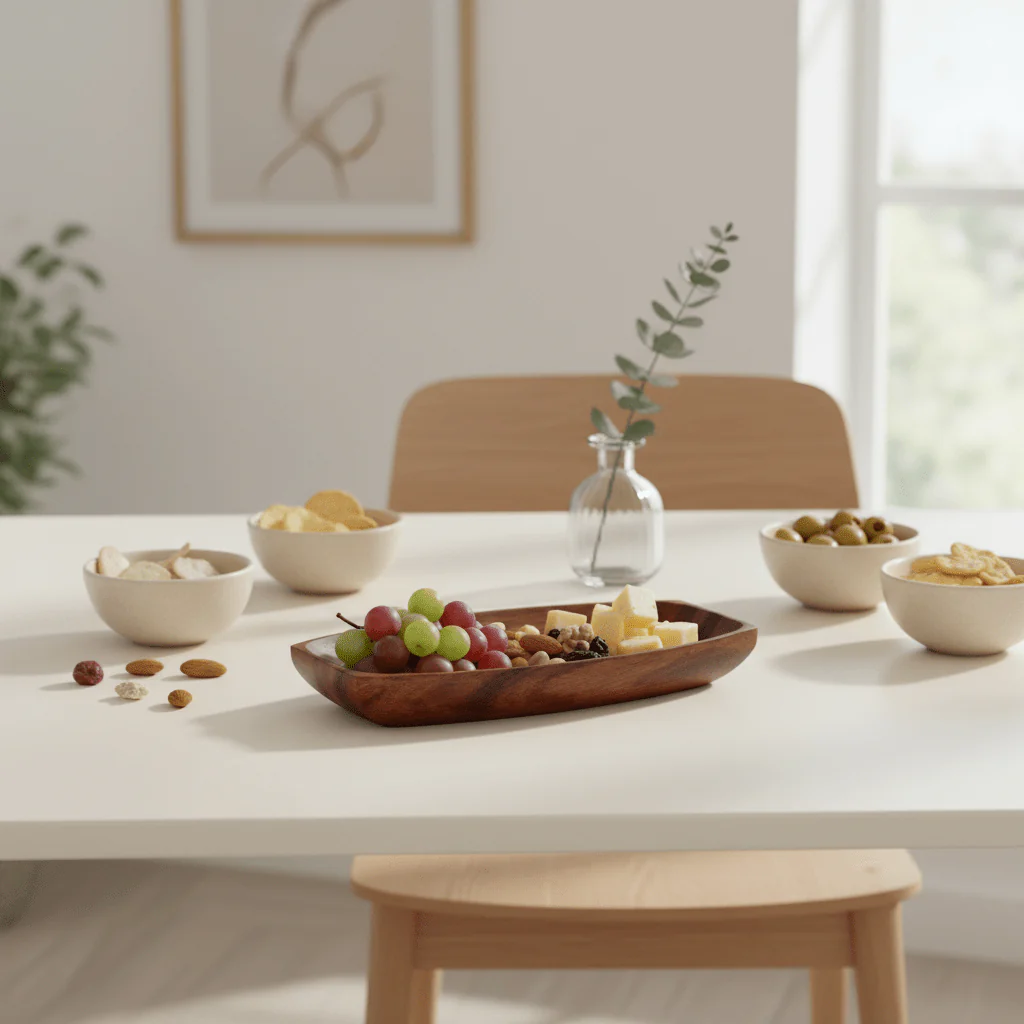 Kora Small Oblong Platter Dish In Acacia Wood - Image 6