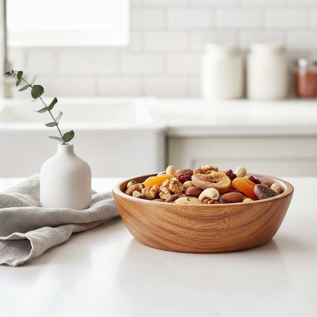 Kora Small Round Bowl In Acacia Wood - Image 3