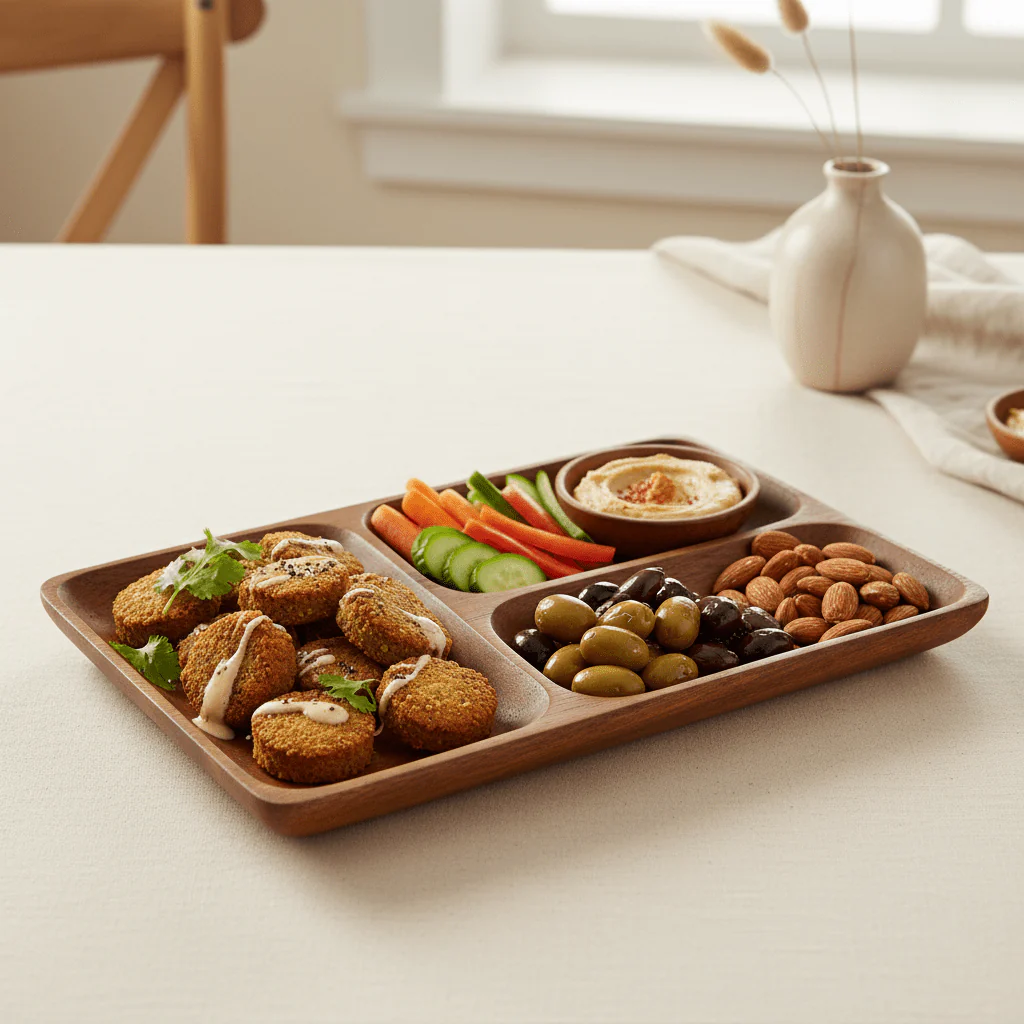 Kora Three Section Serving Dish In Acacia Wood - Image 3