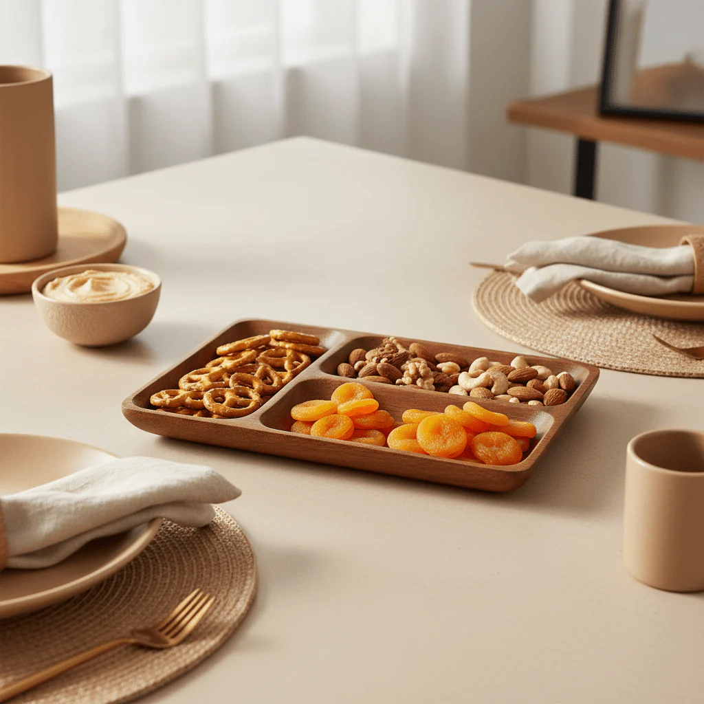 Kora Three Section Serving Dish In Acacia Wood - Image 4