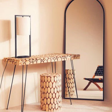 Lacuna Fir Wood Side Table and Stool - Image 4
