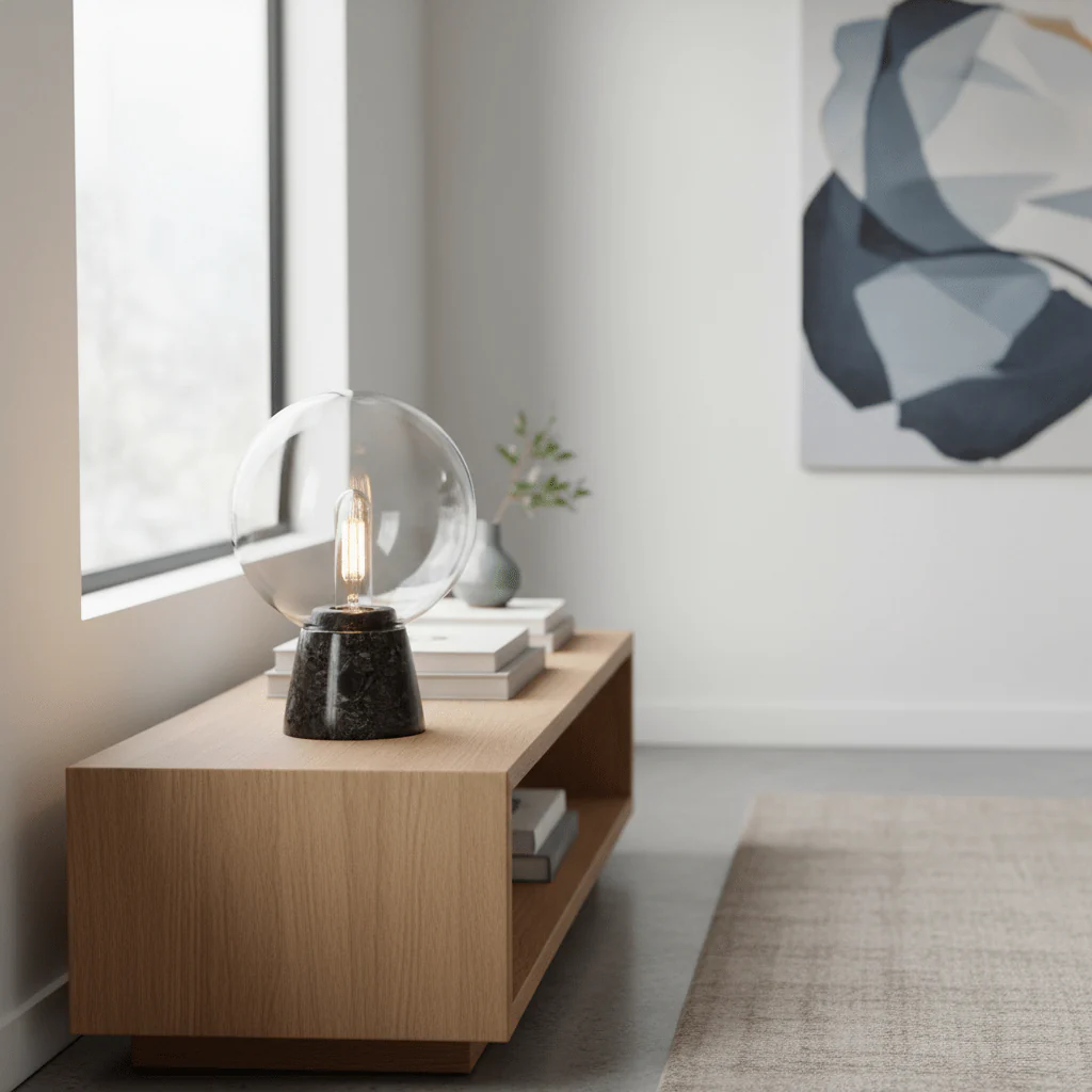 Lamonte Globe Lamp with Black Marble Base