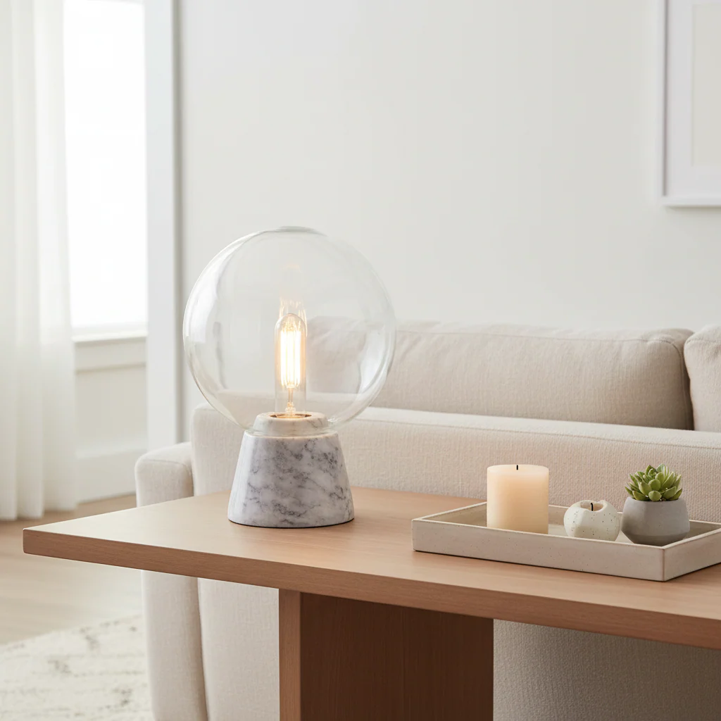 Lamonte Globe Lamp with Grey Marble Base - Image 4