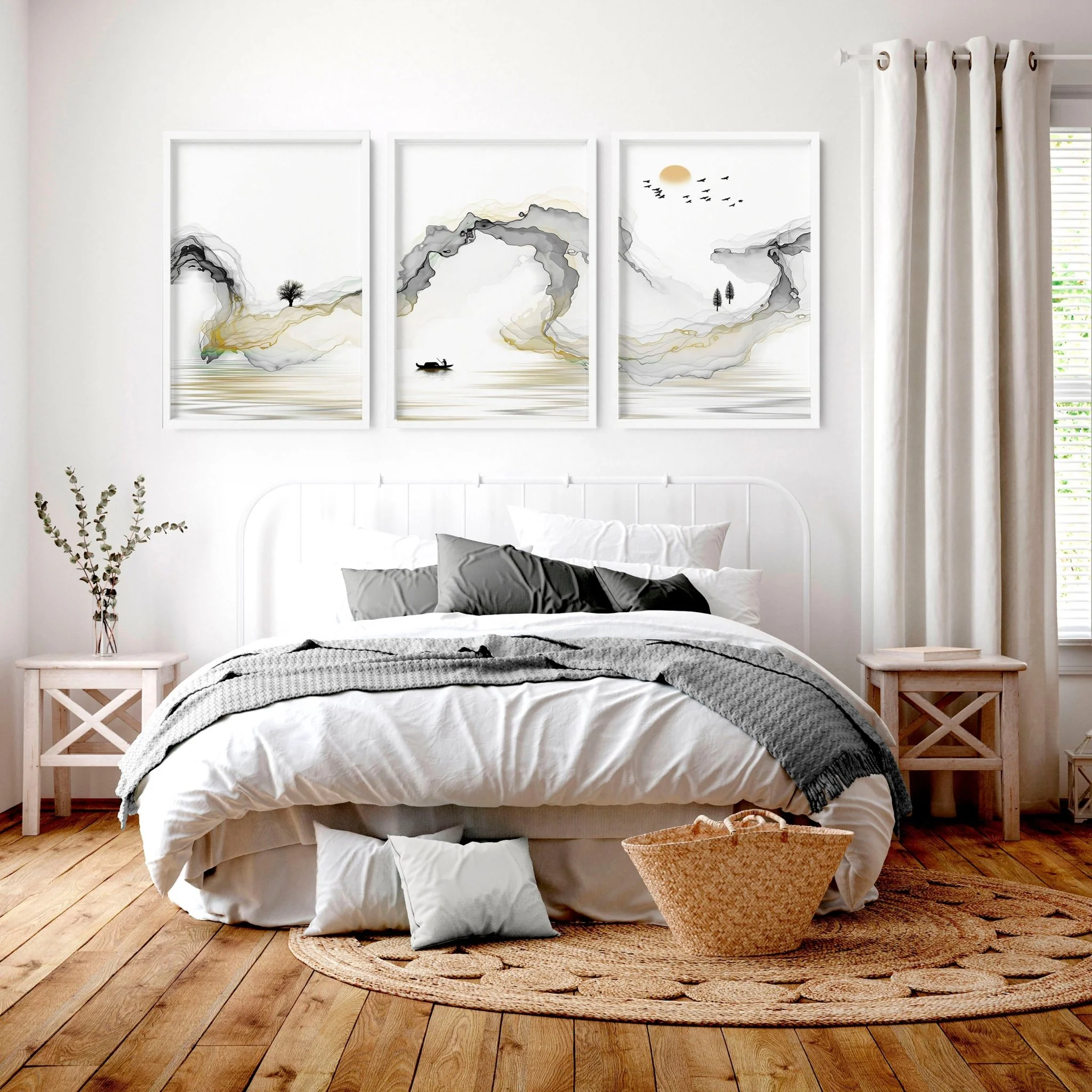 Landscape painting Japanese | set of 3 Bedroom wall art - Image 3